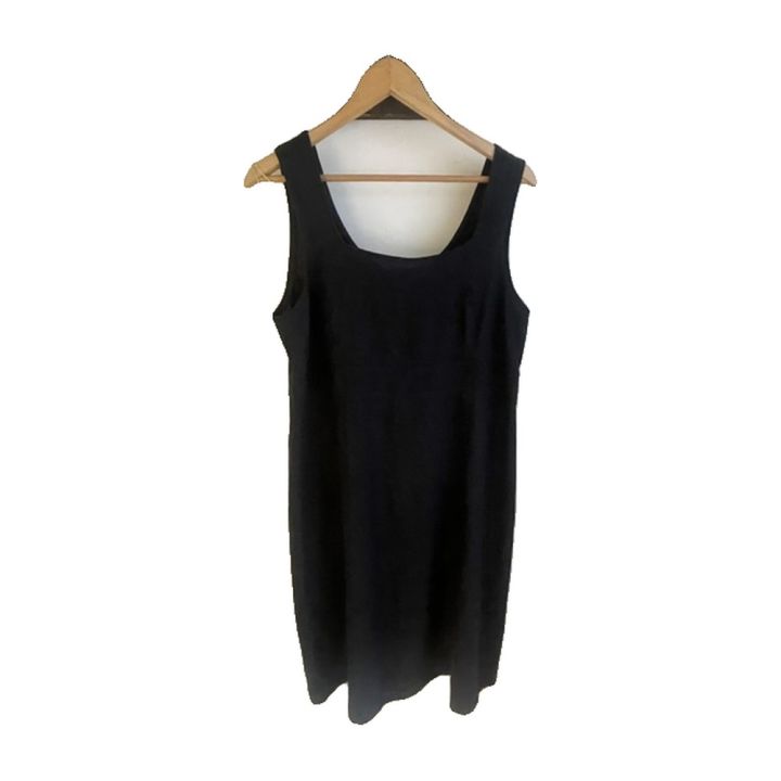 Linen pinafore dress - BLACK