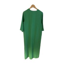 Robe longue en lin col V - VERT