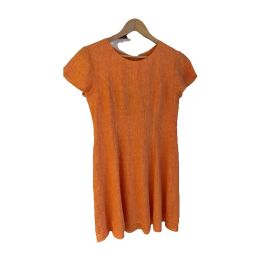 Short-sleeved linen dress - ORANGE