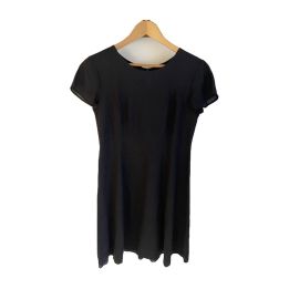 Short-sleeved linen dress - BLACK
