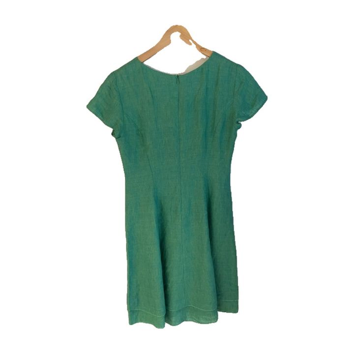 Robe en lin manches courtes - VERT