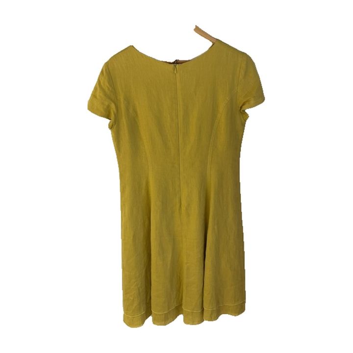 Robe en lin manches courtes - JAUNE