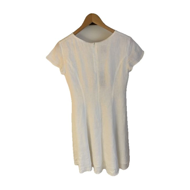 Short-sleeved linen dress - WHITE