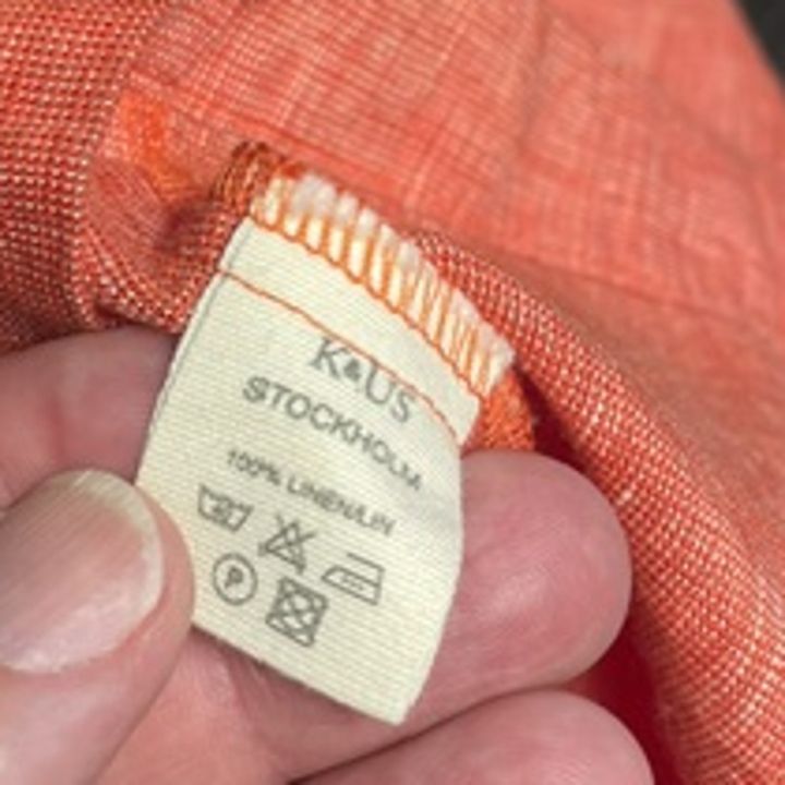 Rak kortärmad linneklänning - ORANGE