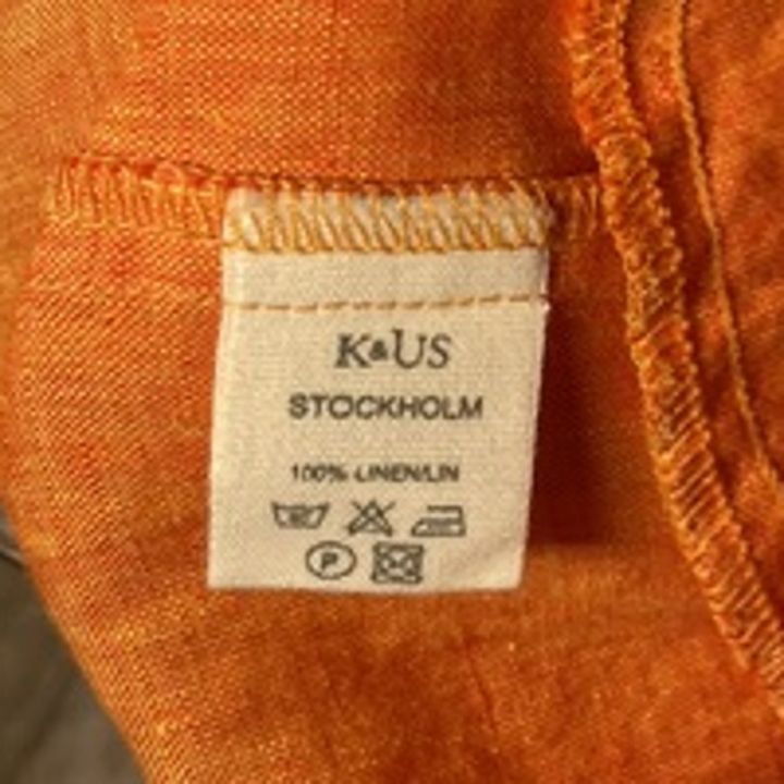 Volangklänning i linne med trekvartsärm - ORANGE