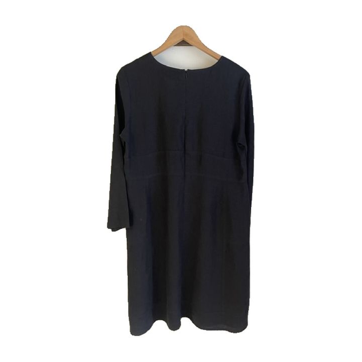 Robe en lin manches longues - NOIR