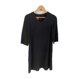 Robe courte en lin col V - NOIR