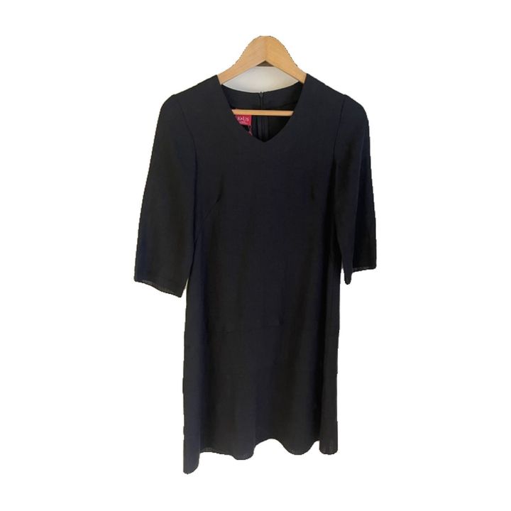 Robe courte en lin col V - NOIR