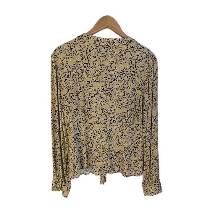 Printed tie-neck blouse - GOLD AND BLACK