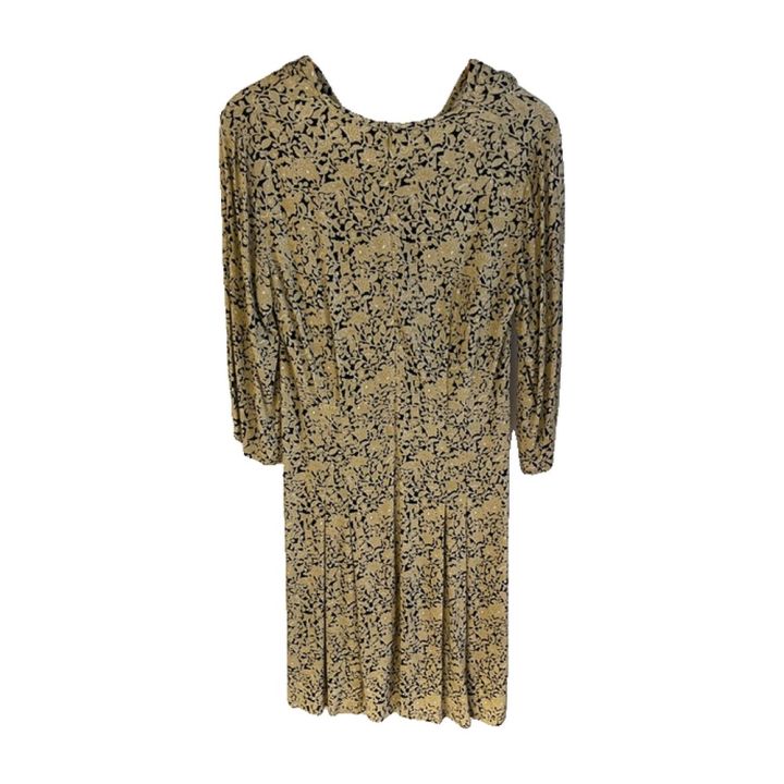 Long-sleeved printed dress - GOLD AND BLACK