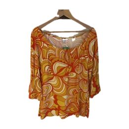 Haut manches évasées - ORANGE MULTICOLORE