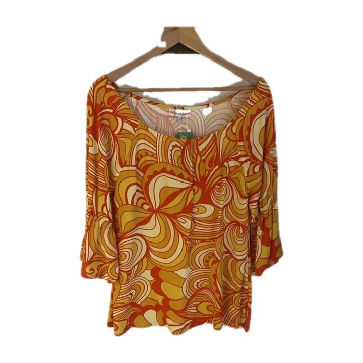 Flared-sleeve top - MULTICOLOUR ORANGE