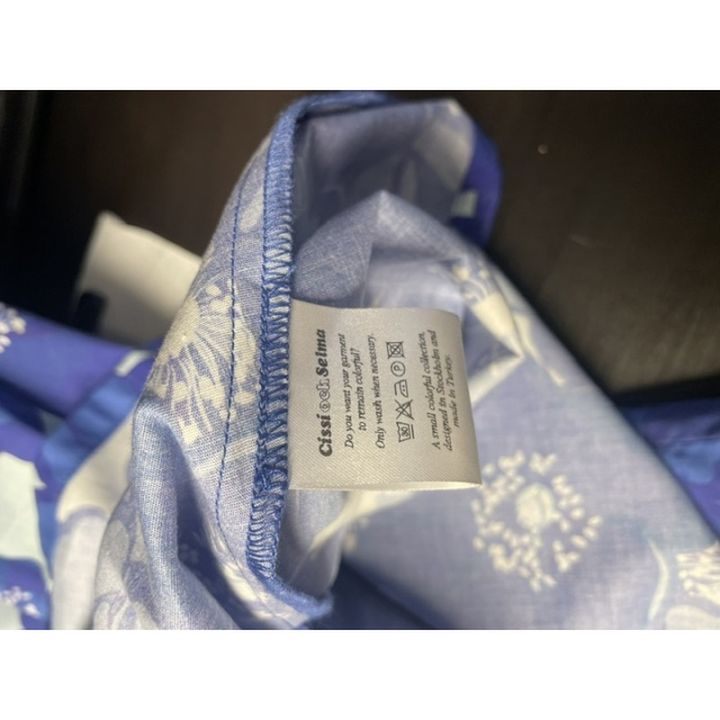 Short-sleeved floral dress - BLUE
