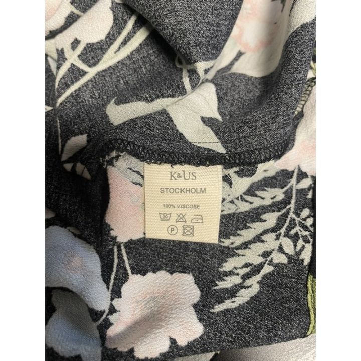 Long-sleeved floral dress - BLACK