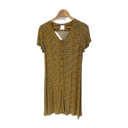 Robe boutonnée manches courtes - MOUTARDE