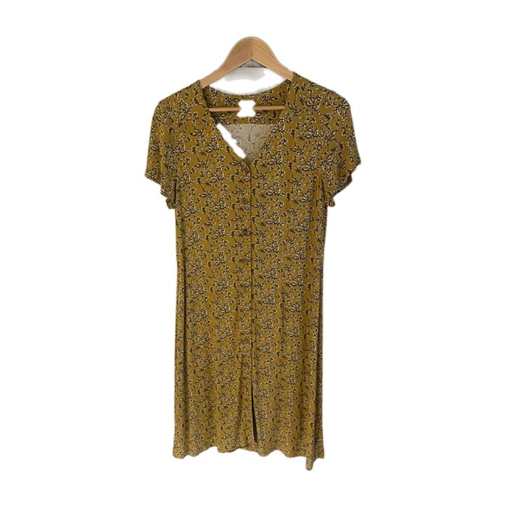 Robe boutonnée manches courtes - MOUTARDE