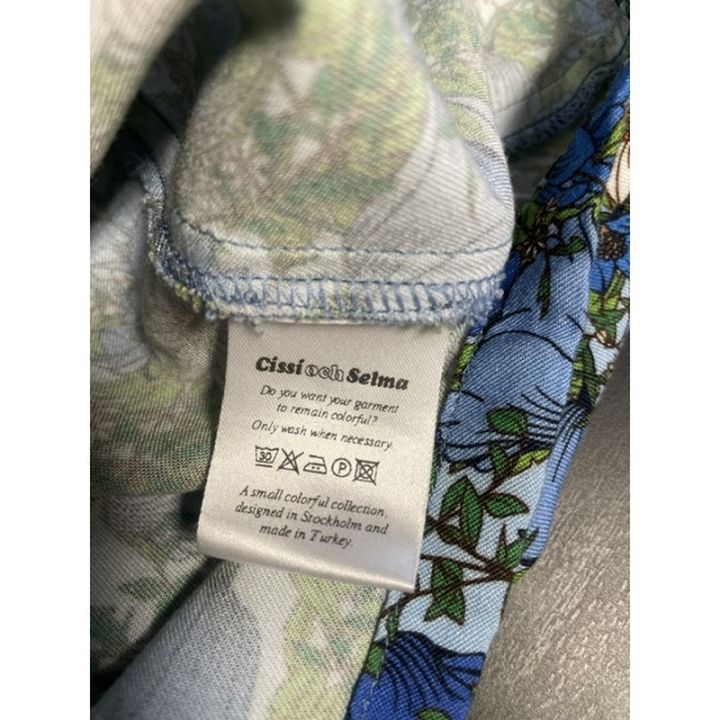 Robe fleurie manches trois-quarts - BLEU ET VERT