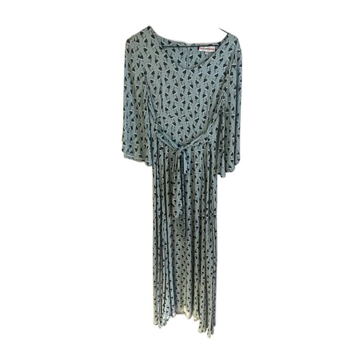 Long patterned dress - GREY-GREEN
