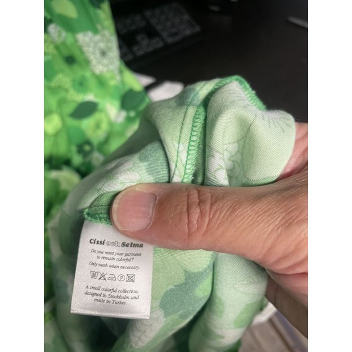 Robe rétro à motifs - VERT CLAIR