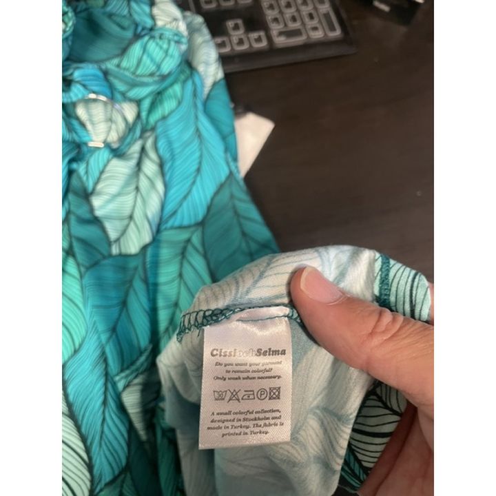 Robe sans manches col V - TURQUOISE