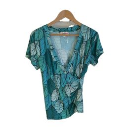Haut portefeuille à feuilles - TURQUOISE