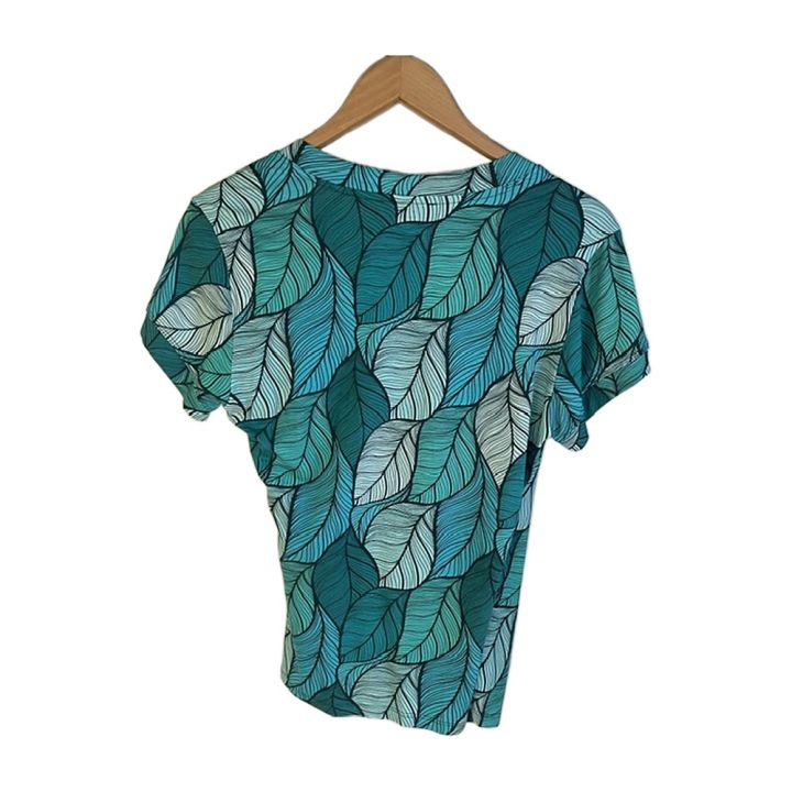 Haut portefeuille à feuilles - TURQUOISE