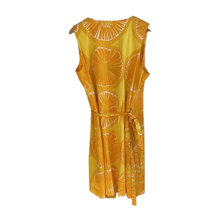 Sleeveless lemon print dress - ORANGE AND YELLOW