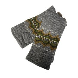 Wool mittens - GREY AND OLIVE