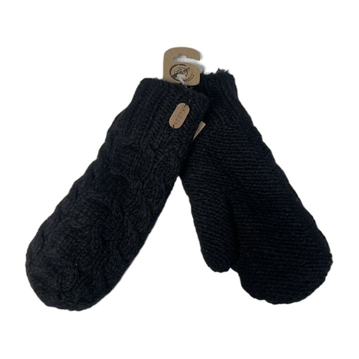 Moufles en laine torsadées - NOIR