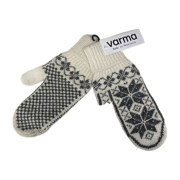 Varma snowflake mittens - WHITE AND GREY