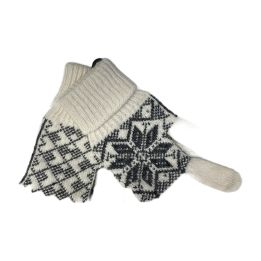 Varma stickade handskar - VIT