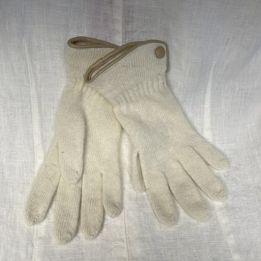 Handskar med läderkant - VIT