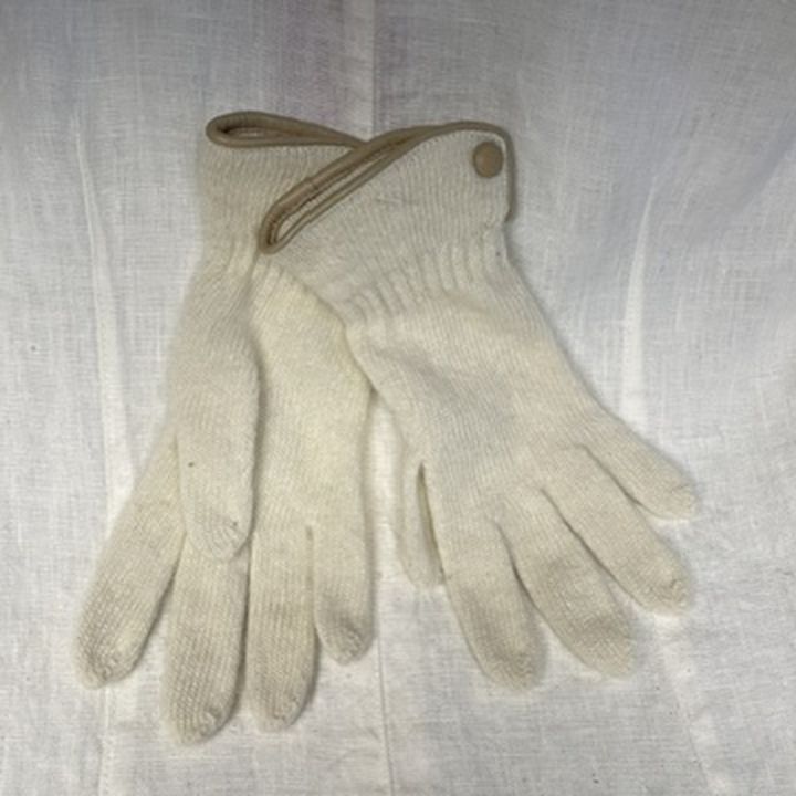 Gants à bordure cuir - BLANC