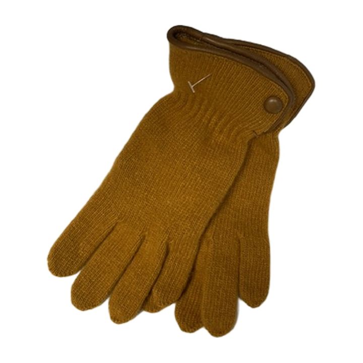 Gloves with button - CAMEL