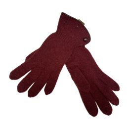Gloves with button - BURGUNDY