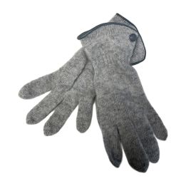 Gloves with button - LIGHT GREY