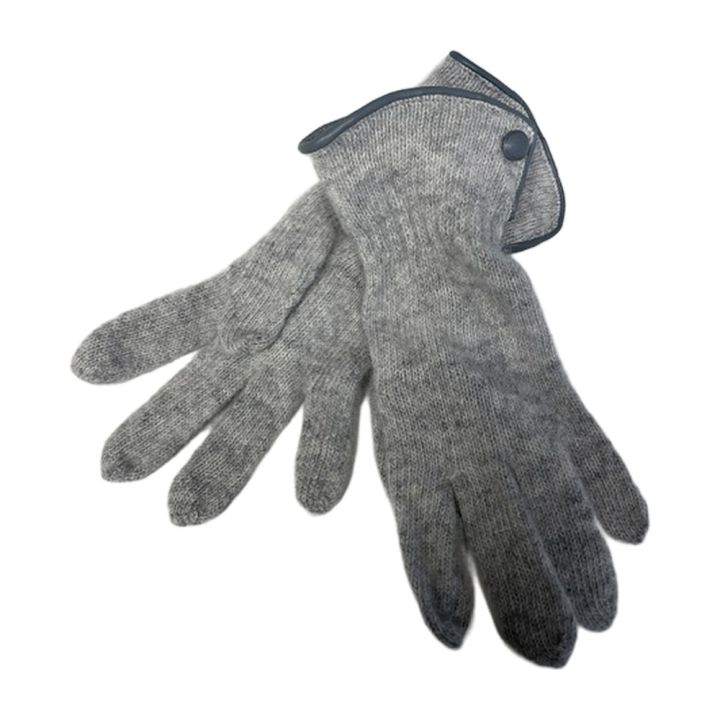 Gloves with button - LIGHT GREY