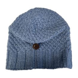 Slouchy hat with decorative button - SKY BLUE