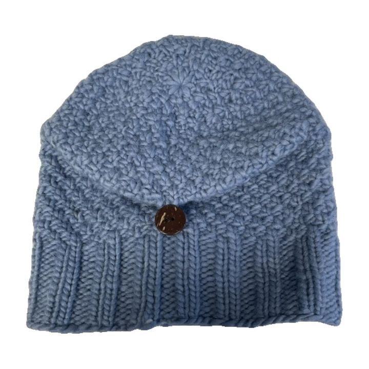 Bonnet ample, bouton décoratif - BLEU CIEL
