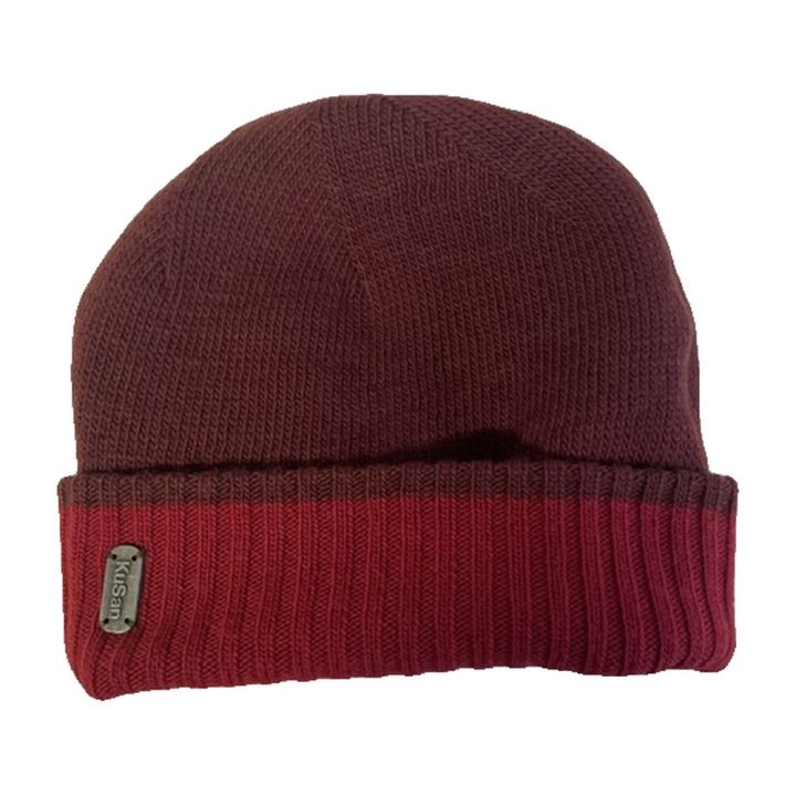Bonnet réversible, revers - ROUGE ET BORDEAUX