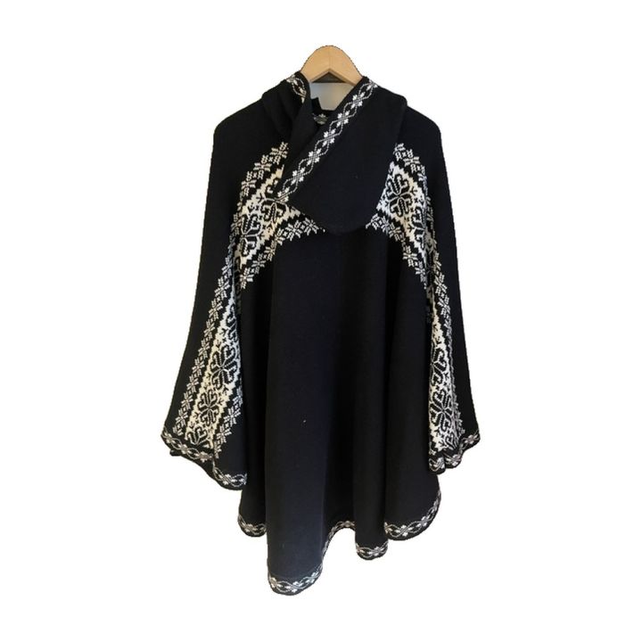Long hooded cape - BLACK