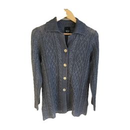 Gilet en maille torsadée - BLEU