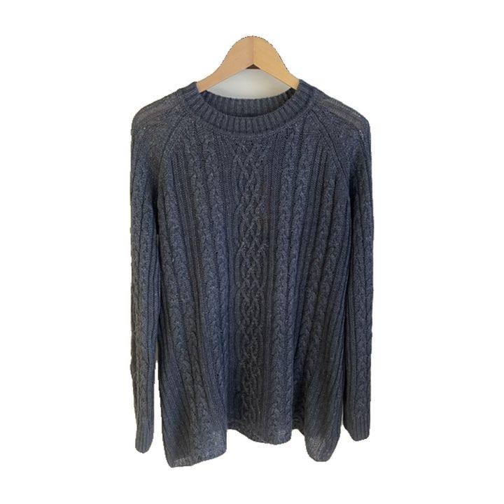 Cable-knit sweater - BLUE