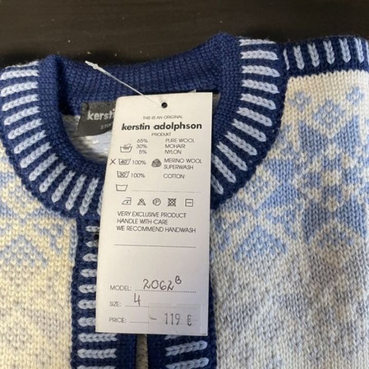 Gilet enfant à fermoirs - BLEU ET CRÈME