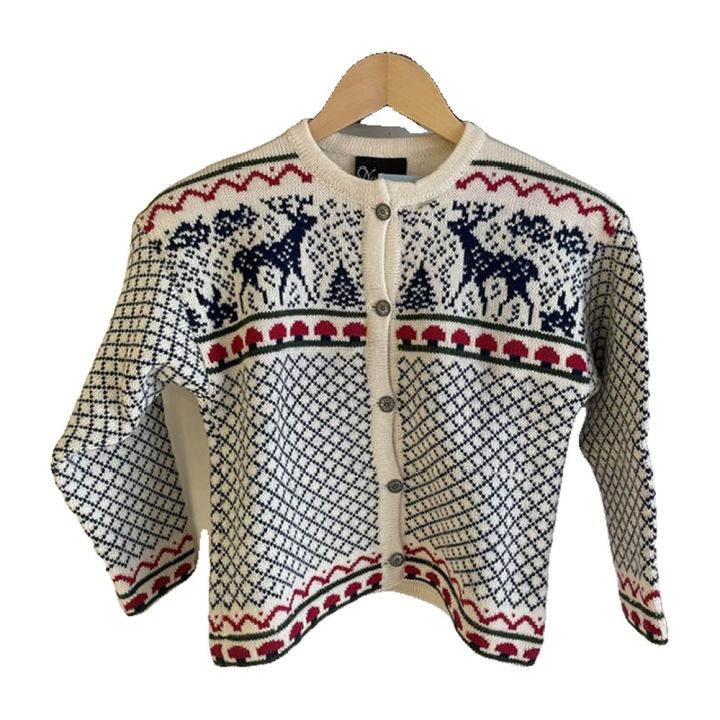 Children's reindeer cardigan - CREAM