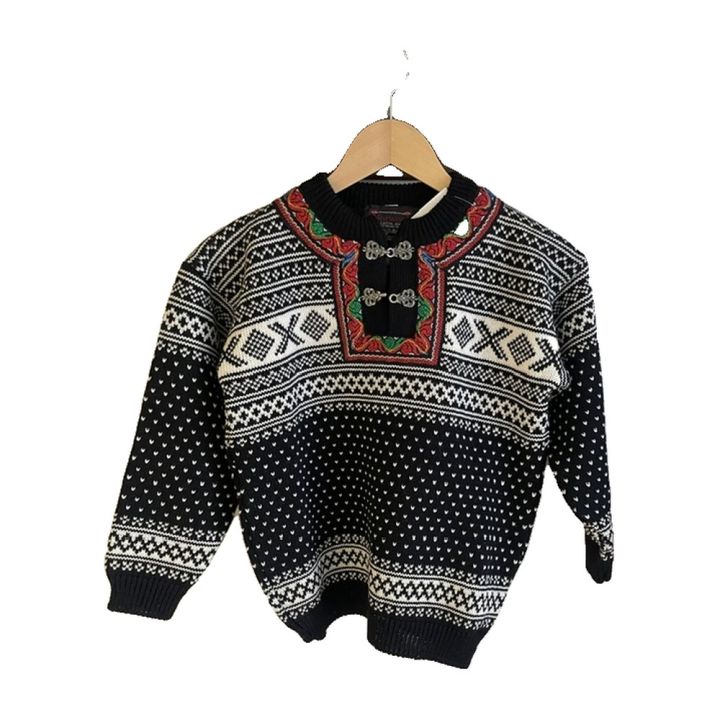 Pull norvégien enfant Norwool - NOIR ET BLANC