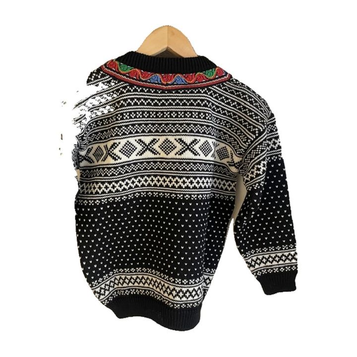Pull norvégien enfant Norwool - NOIR ET BLANC