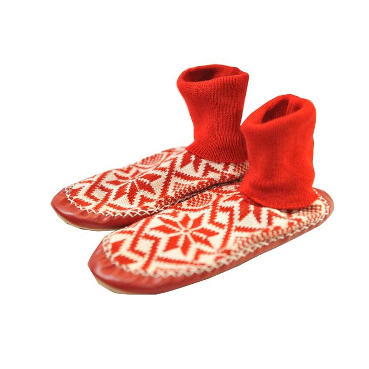Chaussons-Chaussettes rouge et blanc – Kerstin Adolphson