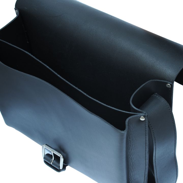 Sac en cuir de vachette grand format - noir